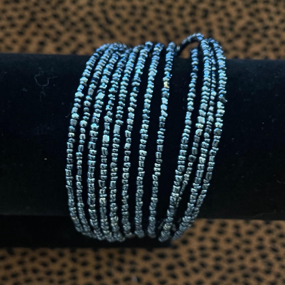Vintage 70’s Nordstrom Deep purple/ Navy blue beaded 12 strand wrap bracelet